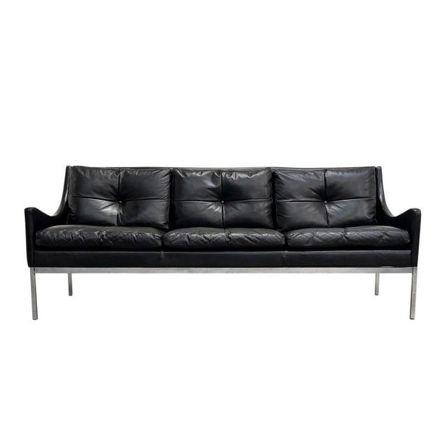 Mid-Century Bauhaus Style Leather 3-Seater Sofa by Roland Rainer, 1960s For Sale - Image 15 of 15