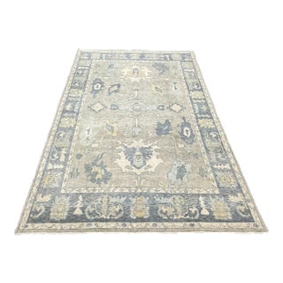 Turkish Contemporary Hand-Knotted Oushak Area Rug For Sale