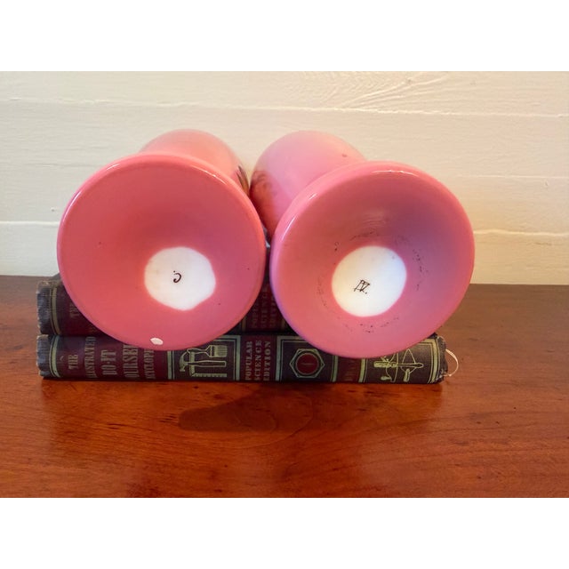 English Matching Pair of Pink Bristol Glass Vases, 1860s For Sale - Image 3 of 6