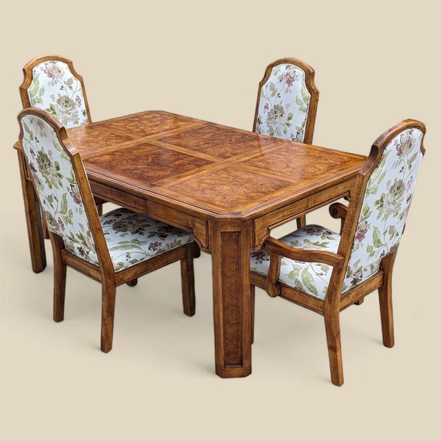 Vintage Hollywood Regency Burl Wood Dining Set, 1970s, Mid-Century Modern, Mid-Century For Sale In Los Angeles - Image 6 of 10