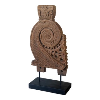 Archaic Hindu Architectural Panel of Wood Mounted For Sale