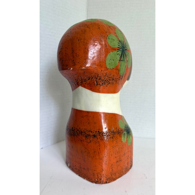 Paper Vintage Gemma Taccogna Mexican Papier-Mâché Folk Art Female Bust Sculpture For Sale - Image 7 of 12
