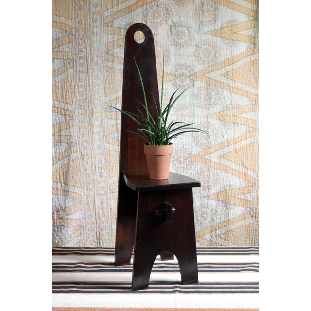 1970s Handmade Wooden "Keyhole Chair" For Sale - Image 4 of 13
