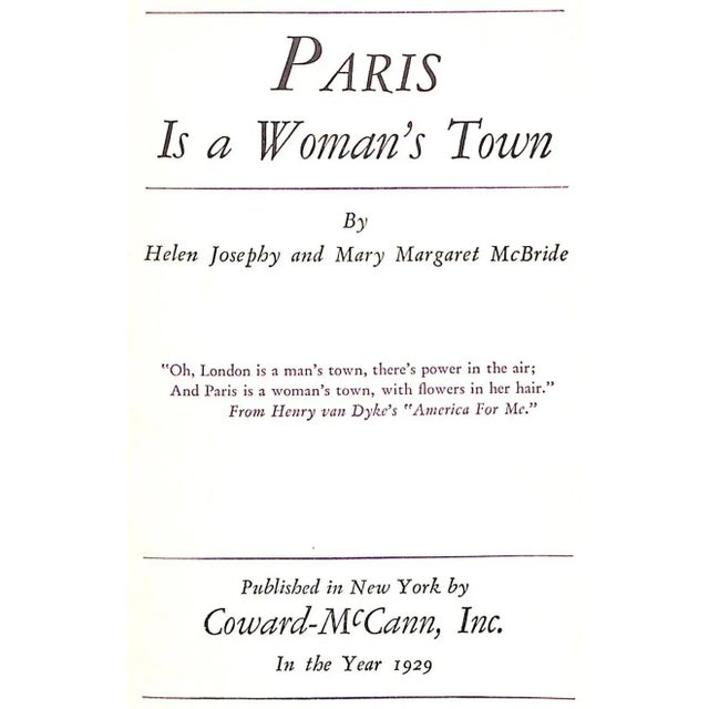 "Paris Is a Woman's Town" 1929 Josephy, Helen and McBride, Mary Margaret For Sale - Image 4 of 8