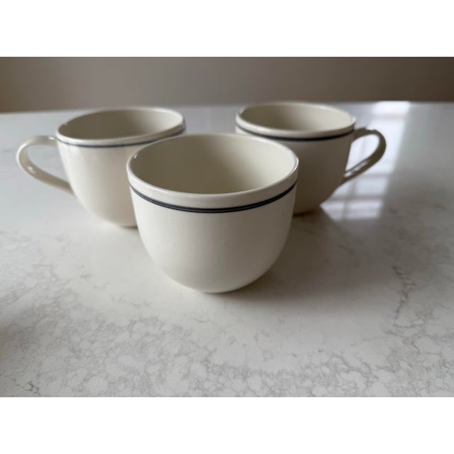 John Julian Porcelain Simple Mug Set of 2 and Simple Beaker, 1 With Grey Stripe, Made in England For Sale In New York - Image 6 of 11