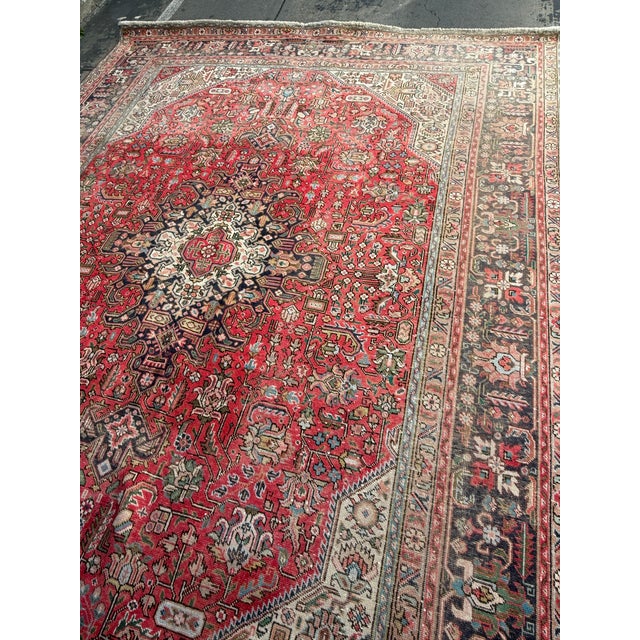 9ft 6in × 12ft 7in Persian Tabriz Hand-Knotted Wool Area Rug For Sale - Image 11 of 11