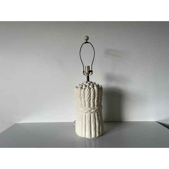 1980's Vintage Asparagus White Plaster Table Lamp by Bon Art Chairish