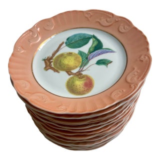 1980s Mottahedeh Salad Plates, Summer Fruit, Vista Allegre- Set of 16 For Sale