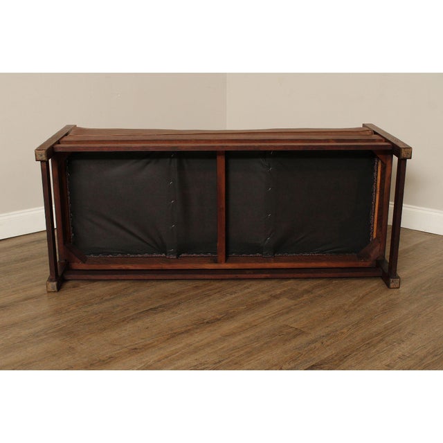 Wood Gustav Stickley Antique Ladder Back Oak Settee For Sale - Image 7 of 12