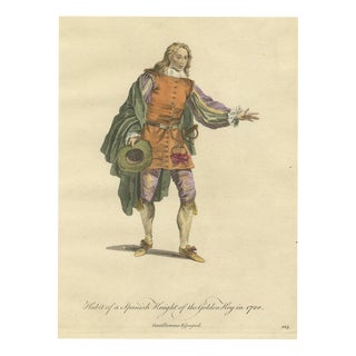 Jefferys, Spanish Knight of the Golden Key in 1700, Hand Colored Costume Plate, 1757, Engraving For Sale