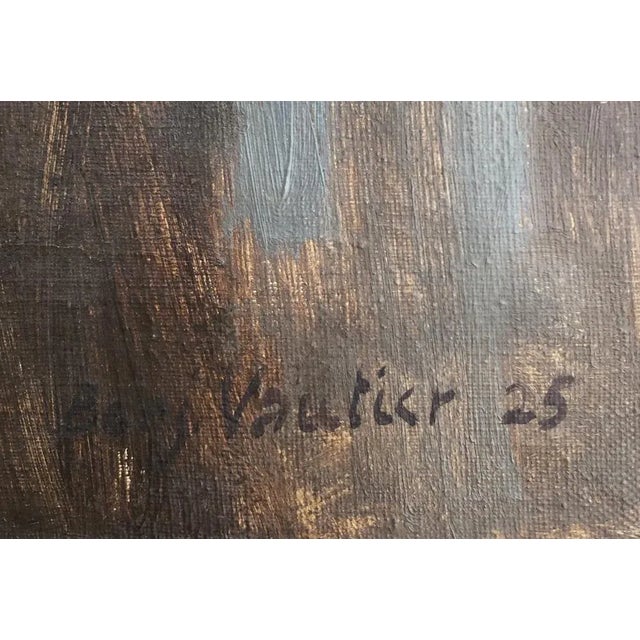 Modern Benjamin II Vautier, Nature morte fleurs en vase au Napperon, 1925, Oil on Canvas For Sale - Image 3 of 8