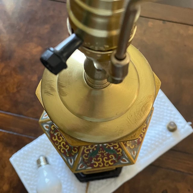 Late 19th Century Floral Cloisonné Table Lamp For Sale - Image 10 of 10