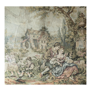 Vintage French Woven Needlepoint Tapestry - Boucher "Noble Pastorale" - 25x25