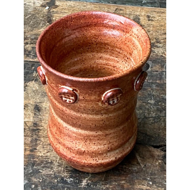 Vintage Studio Pottery Textured Ceramic Vase For Sale - Image 15 of 16