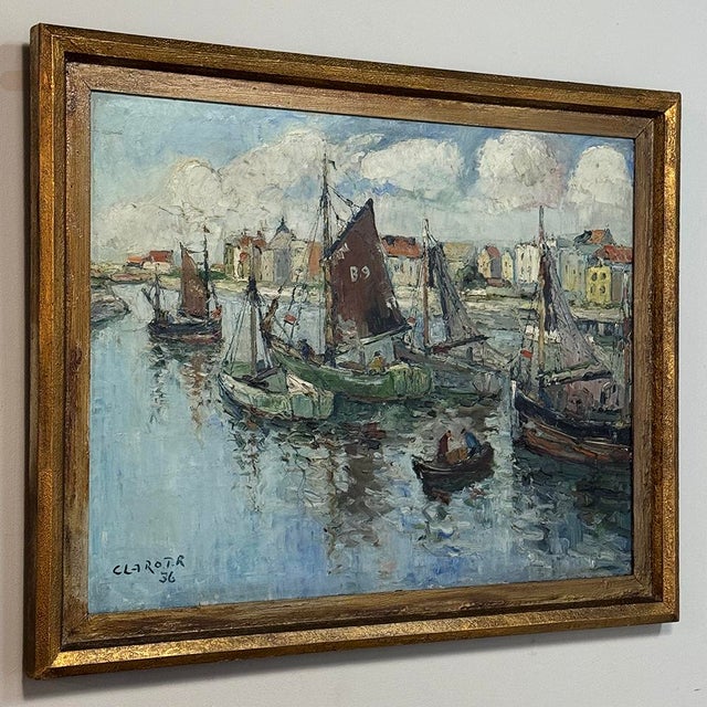 Antique Framed Oil Painting on Canvas by Rene Clarot (1882-1972) For Sale - Image 4 of 15
