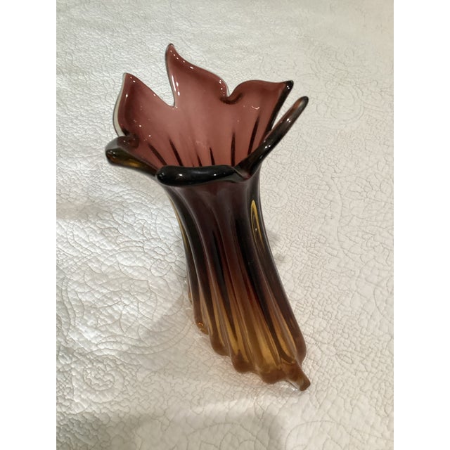 Glass Murano Art Glass Vase by Archimedean Seguso “Amber to Purple” For Sale - Image 7 of 8