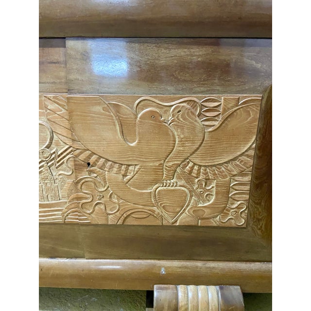 Vintage French Brutalist Sculpted Sideboard in Wood, 1940s For Sale - Image 6 of 12