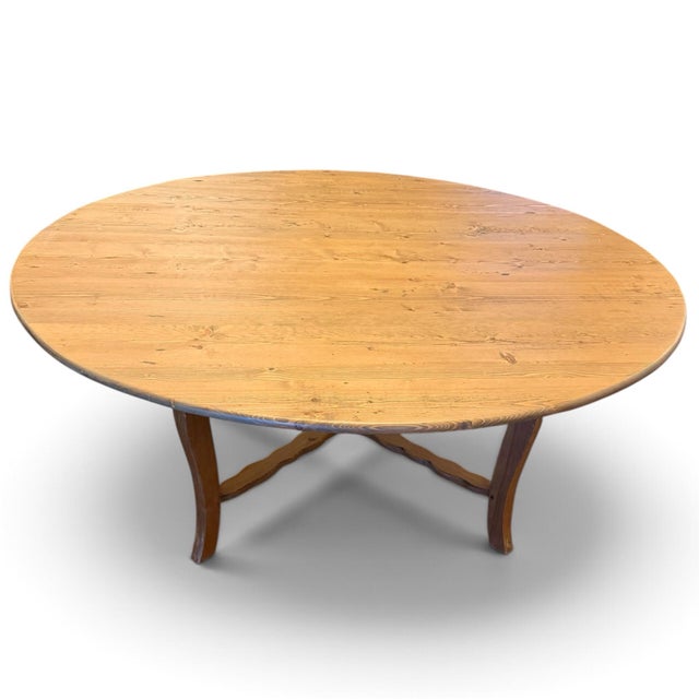Antique Swedish Pine Round Dining Table For Sale - Image 4 of 8