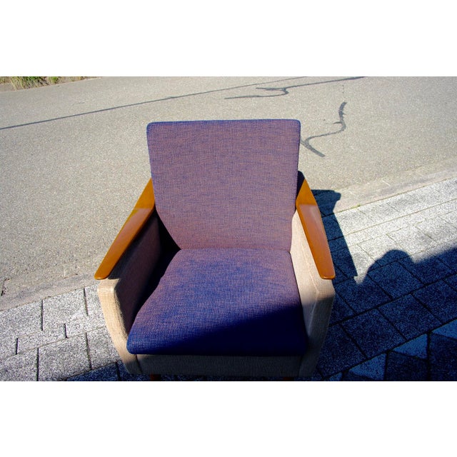 Wood Italian Boomerang Lounge Chair in Wood and Fabric, 1950s For Sale - Image 7 of 13