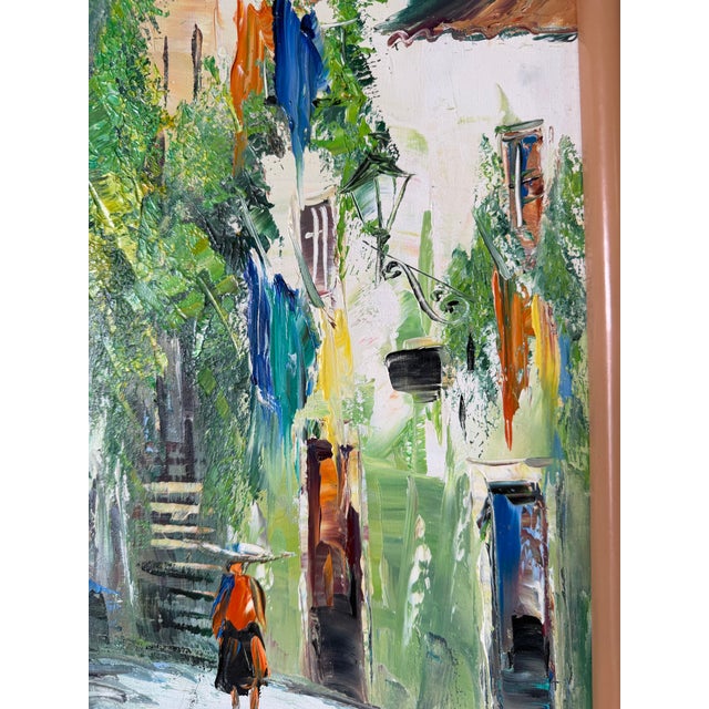 Vintage European Street Scene Oil on Canvas – Framed For Sale - Image 9 of 11