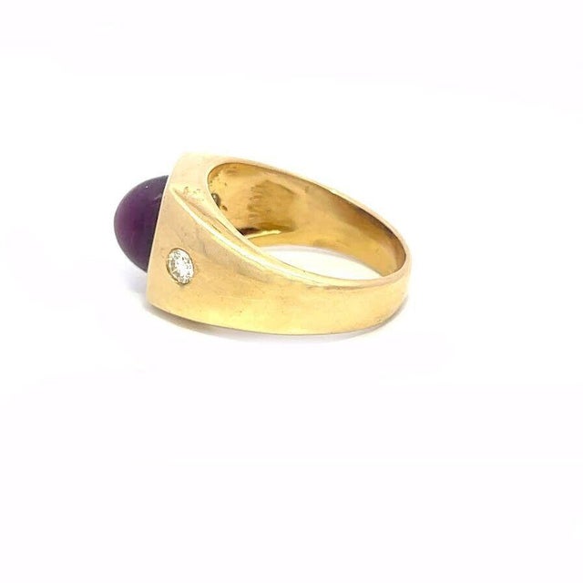 Star Ruby Diamond Men's Ring 18k Yellow Gold Size 9.5 For Sale In Miami - Image 6 of 7