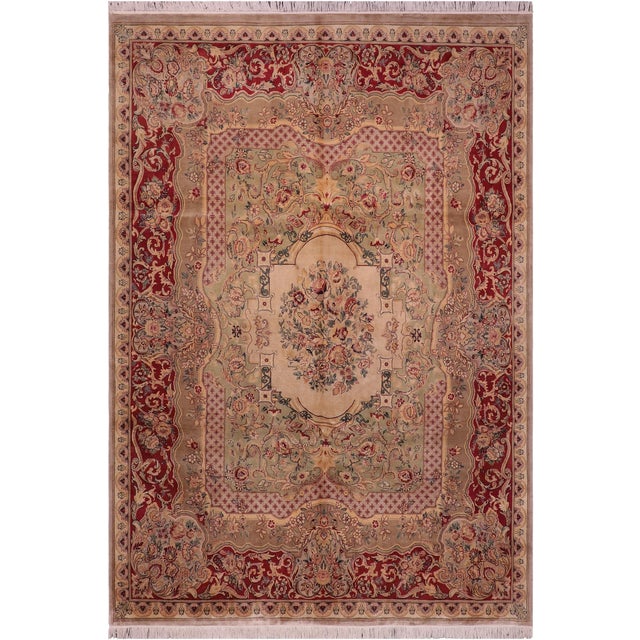 Shabby Chic Pak-Persian Green/Lt.red Wool Rug - 8'0'' X 10'3'' For Sale - Image 9 of 9