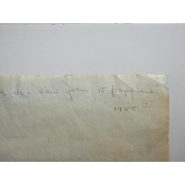 French 1958 Coastal Landscape Watercolor Painting For Sale - Image 3 of 4