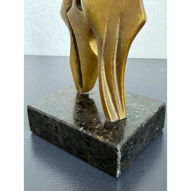 Modern Abstract Geometric Bronze Sculpture on Black Granite Base, Brazil 1980s For Sale - Image 12 of 12