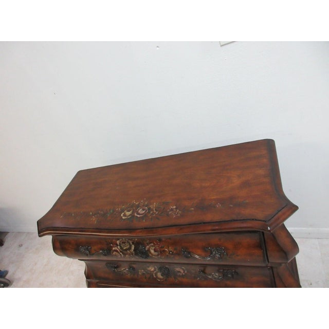 Wood 1990s Ethan Allen Tuscany Serpentine French Paint Decorated Commode Dresser Chest For Sale - Image 7 of 12