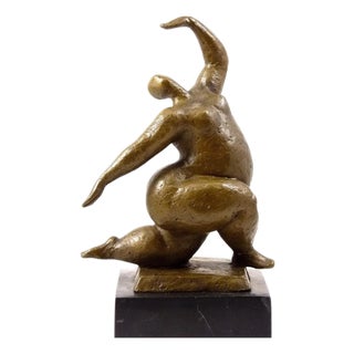 Squatting Nude Dancer Sculpture, Bronze For Sale