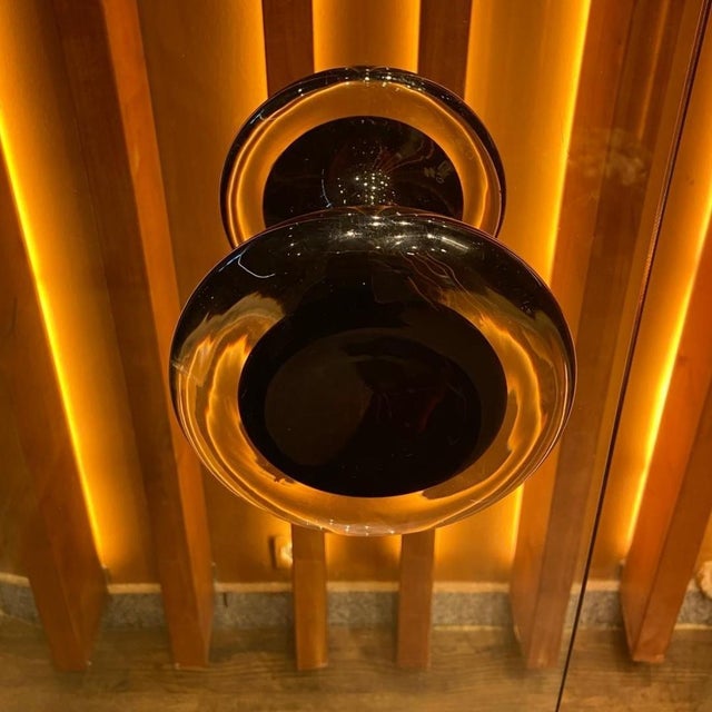 Brown Murano Sommerso Glass Push and Pull Door Handles with Chrome, 1970, Set of 2 For Sale - Image 8 of 11