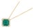 Square Emerald Cut Fancy Vivid Green Emerald Diamond Halo 18 Karat Yellow Gold For Sale