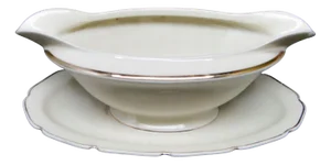 Art Deco Gravy Boat with Underplate from Tielsch Pottery, Poland, 1950s