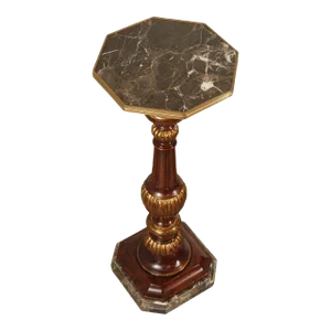 Early 21st Century Theodore Alexander Parcel Gilt Marble Top Pedestal