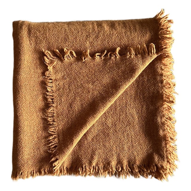 Pure French Virgin Wool Throw in Ambre For Sale