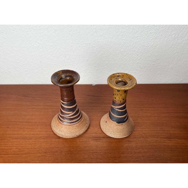 Mid-Century Modern Danish Studio Pottery Candleholders by Tue Poulsen for Tue Keramik, 1960s, Set of 2 For Sale - Image 14 of 18