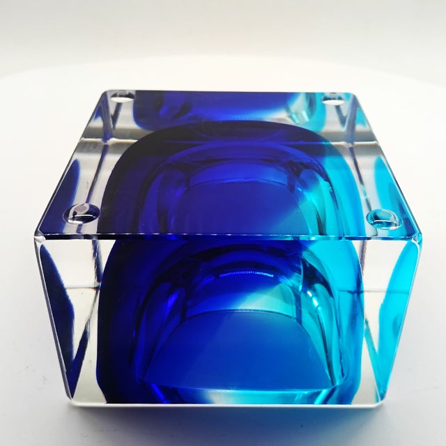 Blue Vintage Square Ashtray in Murano Glass by Flavio Poli for Seguso, 1970s For Sale - Image 8 of 11