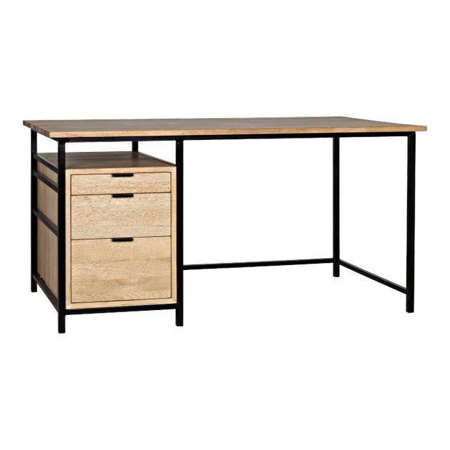 NOIR Nabucco Desk, Bleached Walnut and Metal For Sale