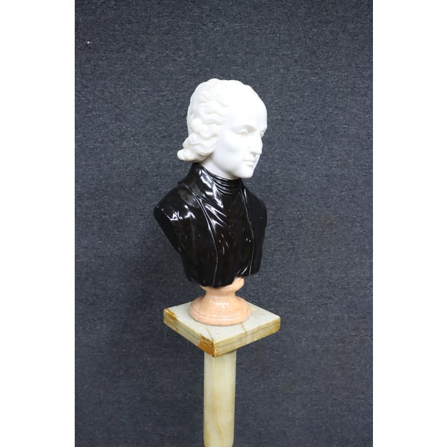 Wolfgang Mozart Tricolor Marble Bust For Sale - Image 15 of 16