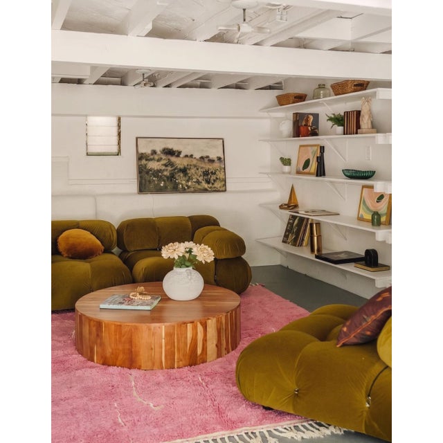 Boujad Rug | Handwoven Berber Wool Rug in Solid Orchid Pink with Vein Motif This lovely Boujad rug features a solid...
