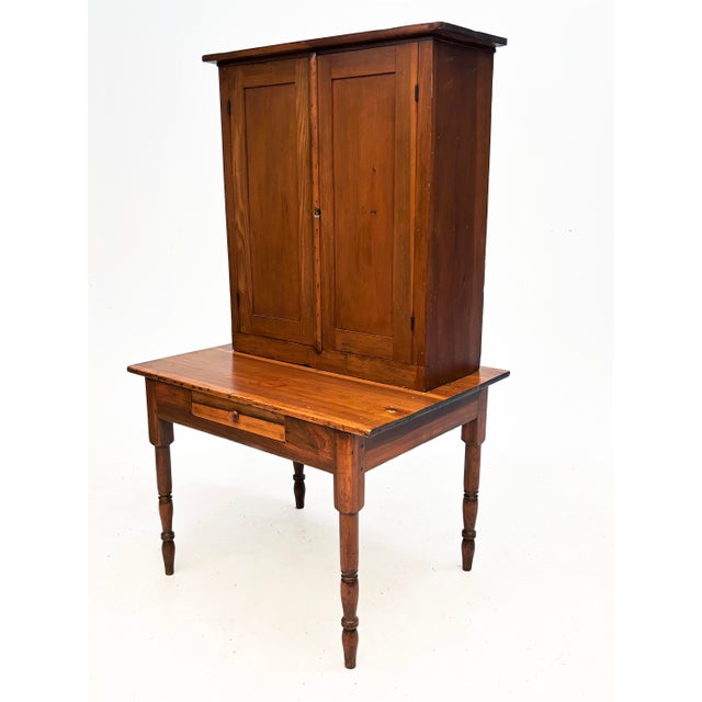 Early American Country Pine Two-Piece Plantation Desk Secretary, Circa 1830–1850 For Sale - Image 13 of 18