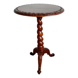 Mahogany Barley Twist Coffee Table with Carved Decor For Sale