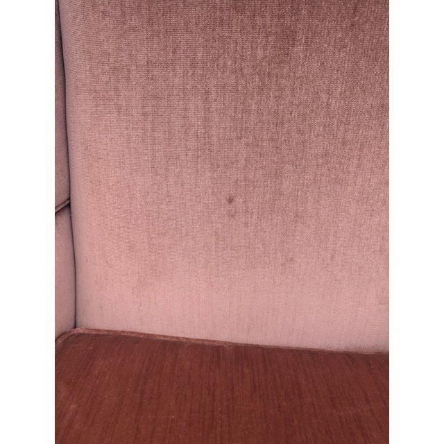 Mid 20th Century Rose Gold Pink Crushed Velvet Wingback Chairs- A Pair For Sale - Image 17 of 18