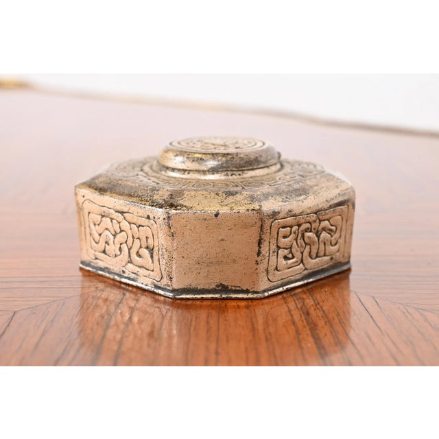 Early 20th Century Tiffany Studios New York "Zodiac" Bronze Inkwell For Sale - Image 5 of 13