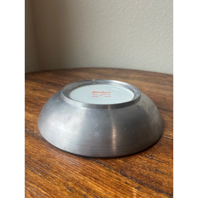 Vintage 1960’s Neiman Marcus Handpainted Tobacco Leaf Dish Plate in Pewter For Sale In Dallas - Image 6 of 8