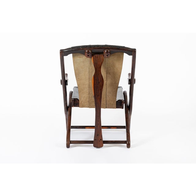 1960s Mid Century Rosewood & Black Leather Folding Lounge Chair by Don Shoemaker For Sale - Image 5 of 14
