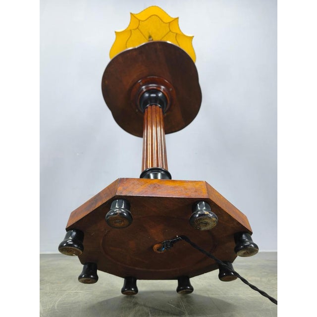 Art Deco Italian Wood and Metal Floor Lamp with Side Table, 1940s For Sale - Image 16 of 17