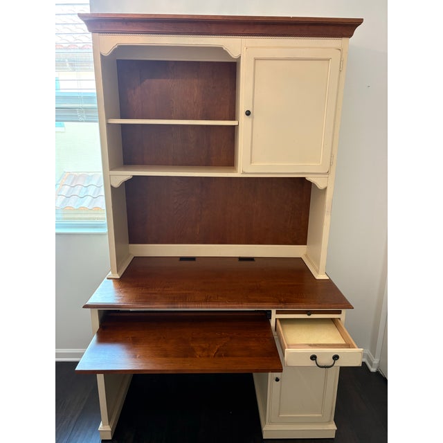 1980s Ethan Allen Country Crossings Desk With Hutch For Sale - Image 5 of 7