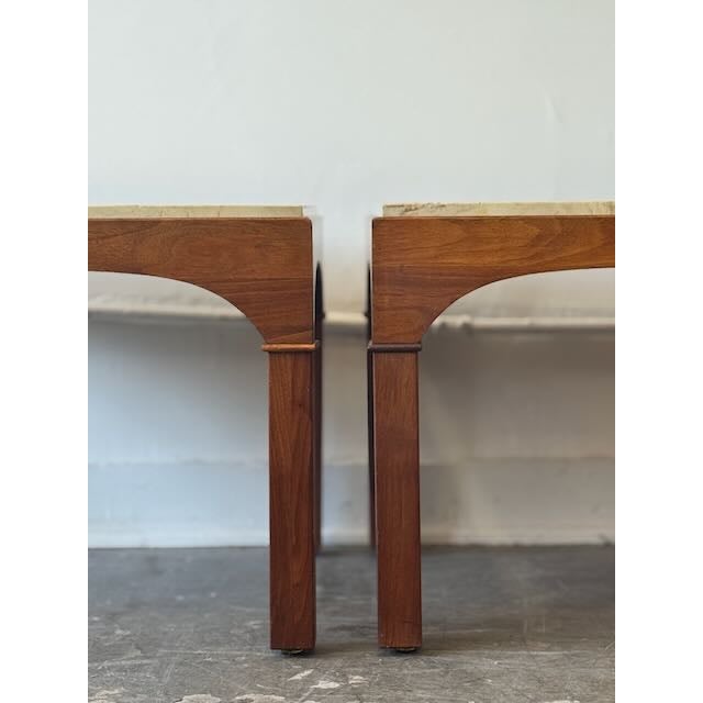 Looking to add some architectural flair to your space? These Mid-Century Modern mahogany side tables by John Keal for...