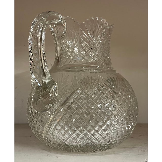 Antique Late 19th Century American Brilliant Glass Cut Crystal Water Pitcher for the Dining Table or Bar For Sale - Image 15 of 18